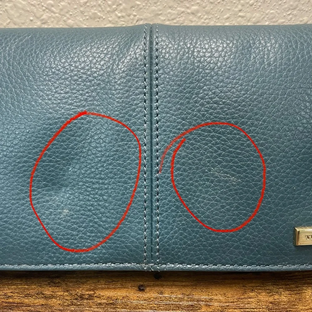 Tignanello Deep Teal Green Pebbled Leather Small Wallet Bag